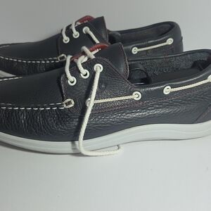 SAS Decksider Men's Leather Boat Shoes Black Size 11 W Wide Made in USA Comfort